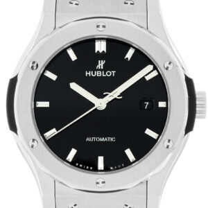ウブロ - クラシックフュージョン チタニウム ブラックシャイニー | HUBLOT | 542.NX.1270.RX | TI 黒文字盤 自動巻き ラバー| 日本限定 | 中古 |