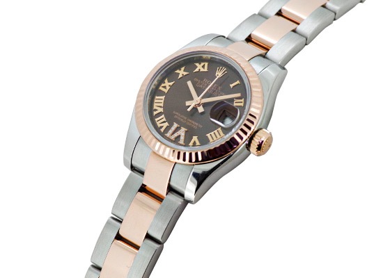 ロレックス - レディース オイスター パーペチュアル デイトジャスト 6時ダイヤモンド | ROLEX | 28179171 | PG&SS ブラウン文字盤 自動巻き ブレスレット | 中古 |