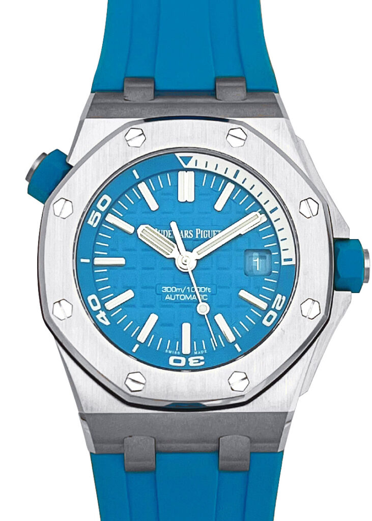 オーデマピゲ - ロイヤルオーク オフショア ダイバー | AUDEMARS PIGUET | 15710ST.OO.A032CA.01 | ブティック限定 SS ターコイズブルー文字盤 自動巻き ラバー | 中古 |