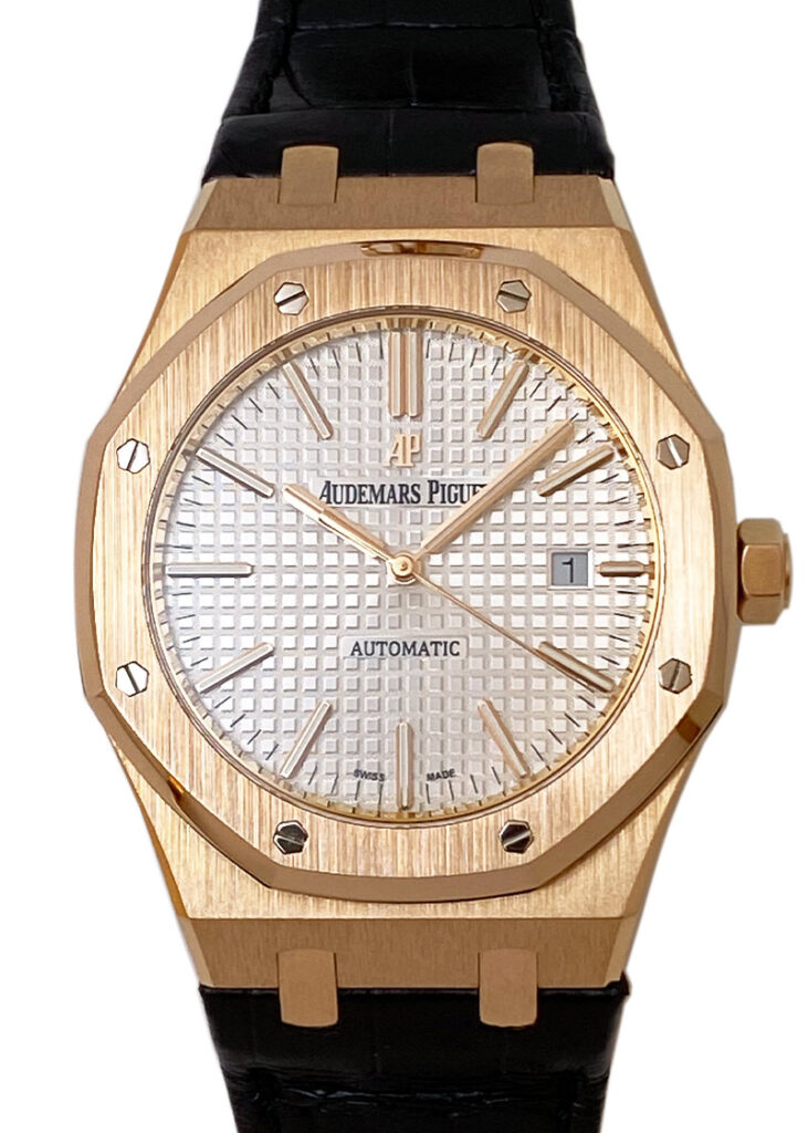 オーデマピゲ - ロイヤルオーク | AUDEMARS PIGUET | 15400OR.OO.D088CR.01 | PG シルバー文字盤 自動巻き レザー | 委託品 | 中古 |
