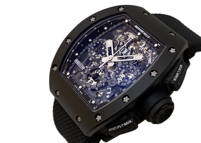 リシャールミル - フェリペマッサ ブラックファントム | Richard Mille | RM011 CA-TZP TZPセラミック/カーボンTPT スケルトン文字盤 自動巻き ラバー | 50本限定 | 委託品 | 中古 |
