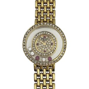 ショパール - ハッピーダイヤモンド | CHOPARD | 4119/1 | 2重ダイヤ YG 全面ダイヤ/4P文字盤 クォーツ ブレスレット | 委託品 | 中古 |