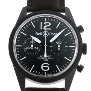 ベル&ロス - クロノグラフ | BELL & ROSS | BRV126-BL-CA-SCA | PVD 黒文字盤 自動巻き レザー | 未使用品