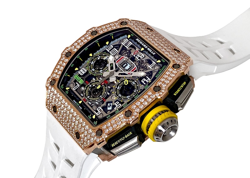 リシャールミル - RM11-03 オートマティック フライバック クロノグラフ ベゼルダイヤ | RICHARD MILLE | RM11-03| PG/TI スケルトン文字盤 自動巻き ラバー | 委託品 | 中古