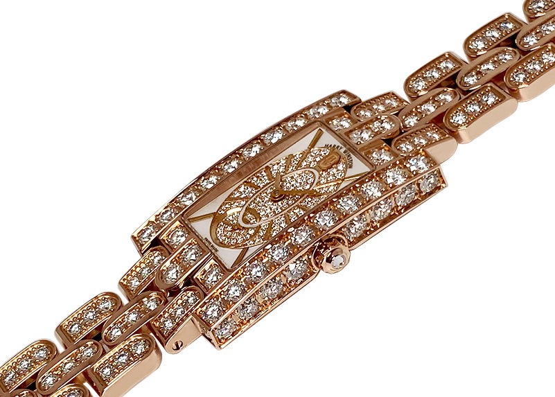 ハリーウィンストン - アヴェニュー エリプティック | HARRY WINSTON | AVEQHM21RR117 | RG シェル/ダイヤ文字盤 クォーツ ブレスレット | 委託品 | 中古
