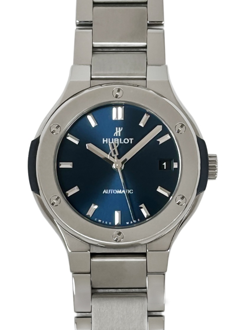 ウブロ - クラシックフュージョン チタニウム ブレスレット | HUBLOT | 568.NX.7170.NX | TI ブルー文字盤 自動巻き ブレスレット | 委託品 | 中古