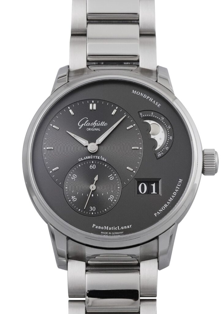グラスヒュッテオリジナル - パノマティック ルナ | GLASHUTTE ORIGINAL | 1-90-02-43-32 | SS グレー文字盤 自動巻き ブレスレット | 委託品 | 未使用品