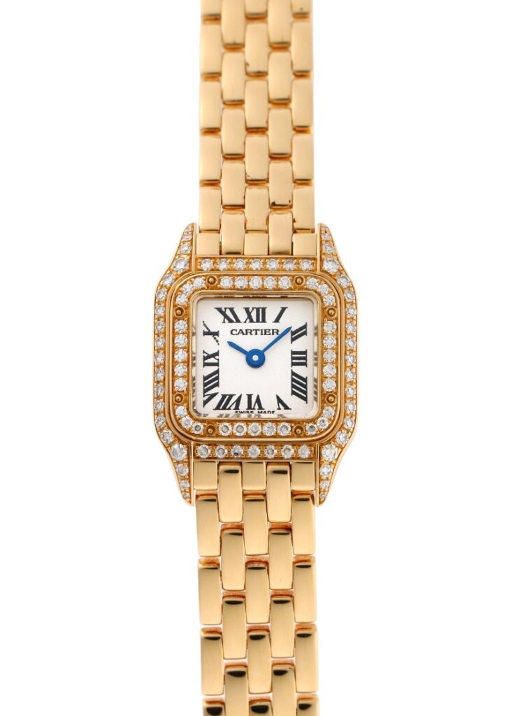 カルティエ - ミニ パンテール ベゼルダイヤ | CARTIER | WF3141B9 | YG アイボリー文字盤 クォーツ ブレスレット | 中古