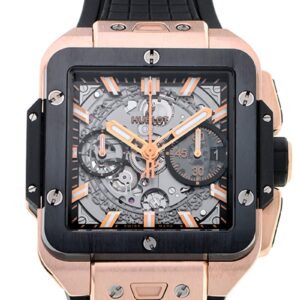 ウブロ - スクエアバン ウニコ セラミックベゼル | HUBLOT | 821.OM.0180.RX | KG スケルトン文字盤 自動巻き ラバー | 中古