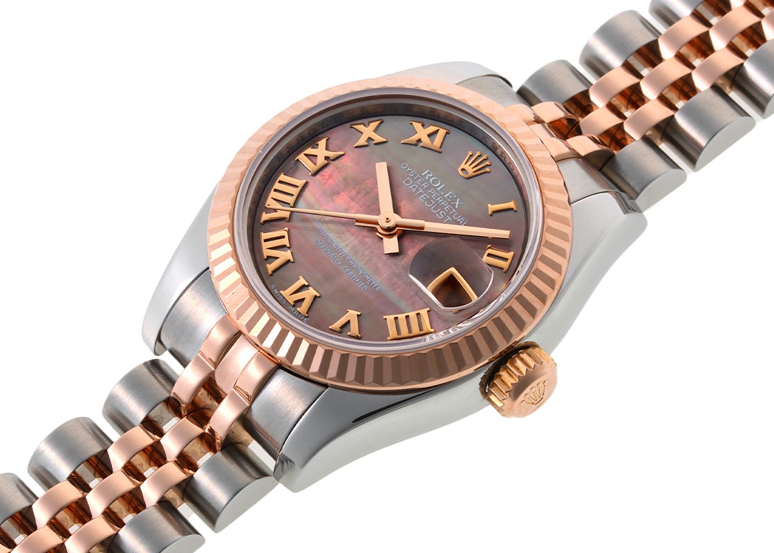 ロレックス - オイスター パーペチュアル デイトジャスト | ROLEX | 179171NR | PG&SS ブラックシェル文字盤 自動巻き ブレスレット | 中古