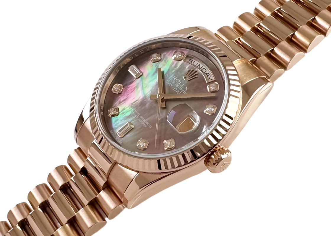 ロレックス - オイスター パーペチュアル デイデイト | ROLEX | 118235FA | RG ブラックシェル/10P文字盤 自動巻き ブレスレット | 中古