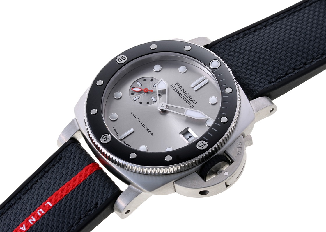 オフィチーネパネライ - サブマーシブル クアランタ クアトロ ルナロッサ | OFFICINE PANERAI | PAM01681 | SS シルバー文字盤 自動巻き ラバー | 中古