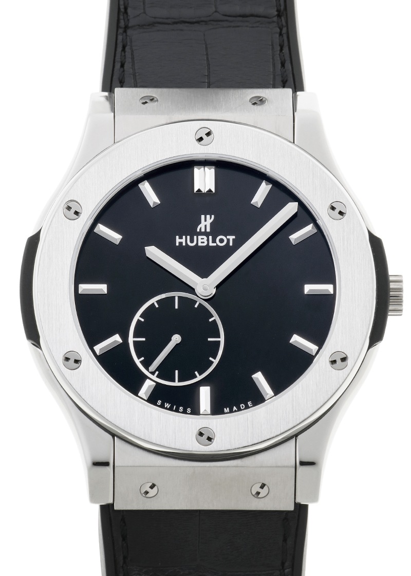 ウブロ - クラシックフュージョン ウルトラスリム | HUBLOT | 515.NX.1270.LR | TI 黒文字盤 手巻き ラバーアリゲーター | 中古