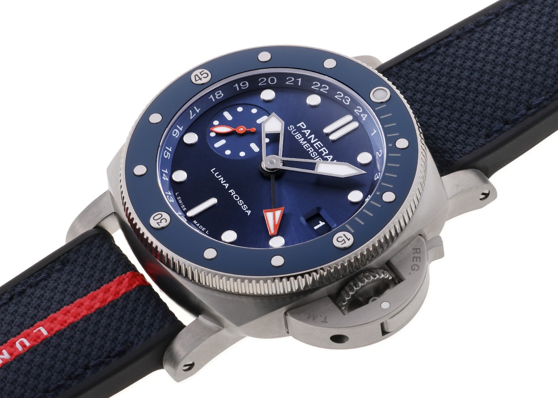 オフィチーネパネライ - サブマーシブル GMT ルナロッサ チタニオ | OFFICINE PANERAI | PAM01507 | TI ブルー文字盤 自動巻き ラバー | 未使用品