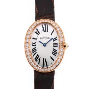 カルティエ - ベニュワール SM ベゼルダイヤ | CARTIER | WB520004 | PG シルバー文字盤 クォーツ レザー | 中古