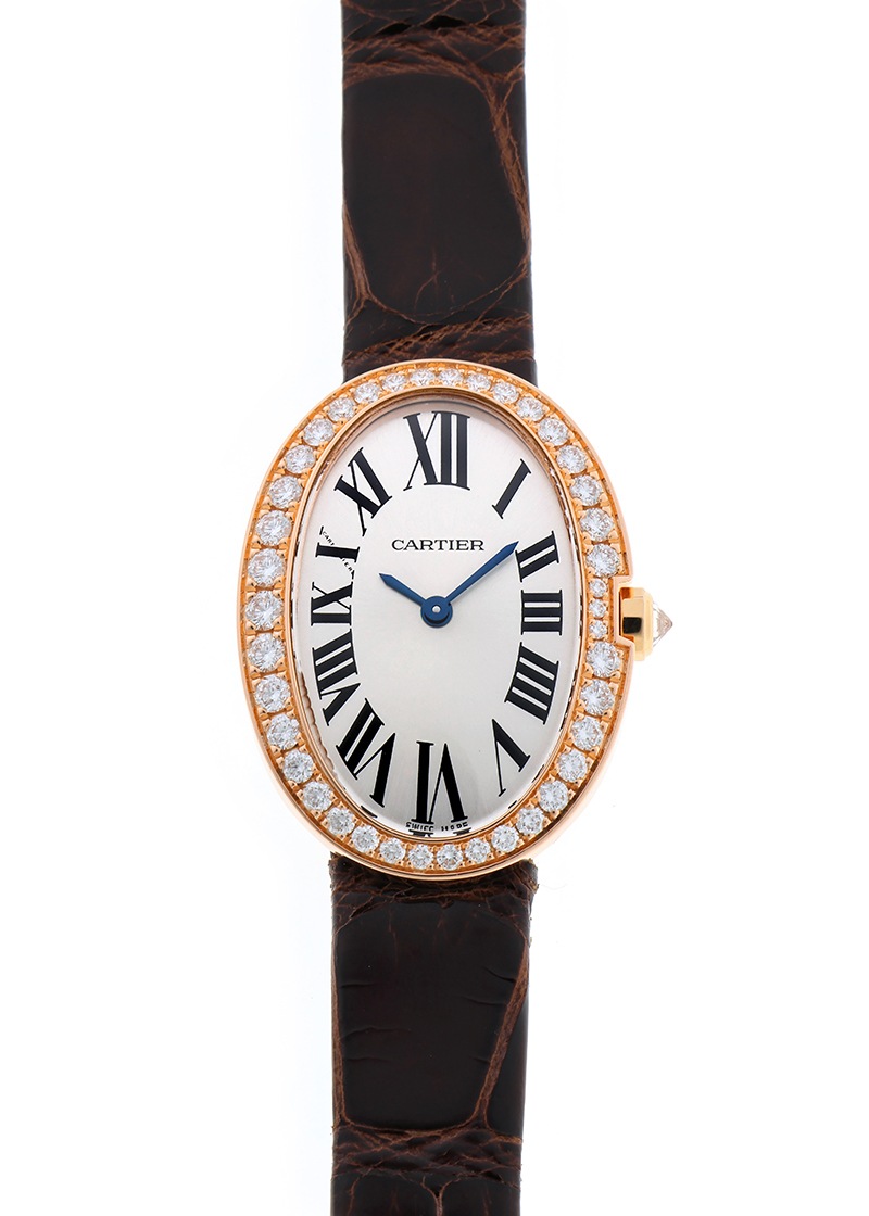 カルティエ - ベニュワール SM ベゼルダイヤ | CARTIER | WB520004 | PG シルバー文字盤 クォーツ レザー | 中古