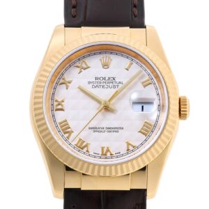 ロレックス - オイスター パーペチュアル デイトジャスト | ROLEX | 116138 | YG アイボリーピラミッド文字盤 自動巻き レザー | 中古