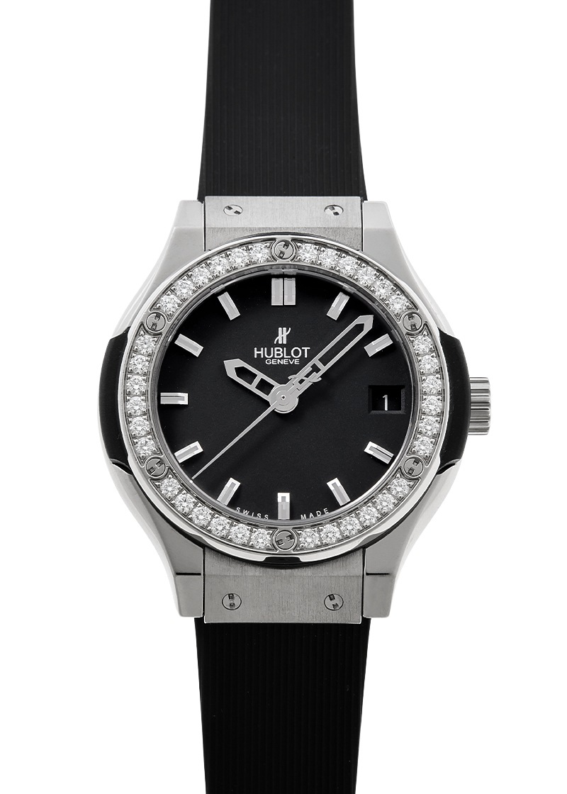 ウブロ - クラシックフュージョン ベゼルダイヤ | HUBLOT | 581.NX.1170.RX.1104 | TI 黒文字盤 クォーツ ラバー | 中古