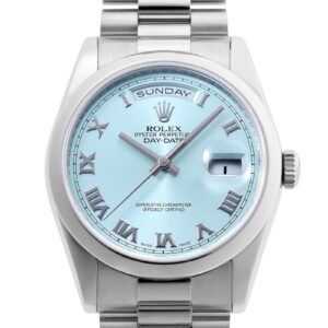 ロレックス - オイスター パーペチュアル デイデイト | ROLEX | 118206 | PT アイスブルー文字盤 自動巻き ブレスレット | 中古