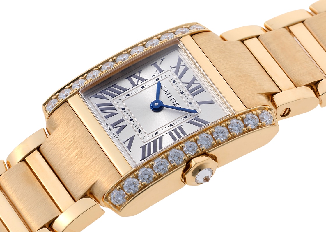 カルティエ - タンク フランセーズ SM ベゼルダイヤ | CARTIER | WJTA0039 | YG シルバー文字盤 クォーツ ブレスレット