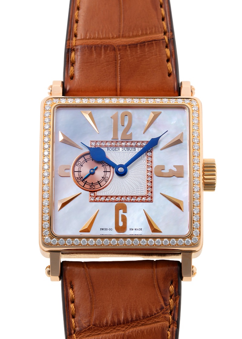 ロジェデュブイ - ゴールデンスクエア ベゼルダイヤ | ROGER DUBUIS | G34 98 5-SD | RG ホワイトシェル文字盤 手巻き レザー | 中古