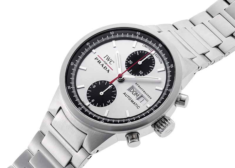 IWC for PRADA - GSTクロノグラフ | INTERNATIONAL WATCH COMPANY | IW370801 | SS シルバー/黒文字盤 自動巻き ブレスレット | 中古