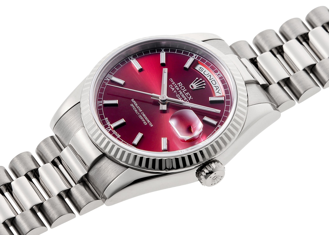 ロレックス - オイスター パーペチュアル デイデイト 【シルバー10P文字盤付】 | ROLEX | 118239 | WG チェリー文字盤 自動巻き ブレスレット | 中古