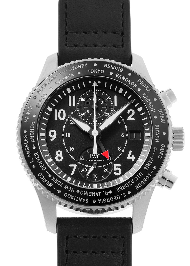 IWC - パイロットウォッチ タイムゾーナー クロノグラフ | INTERNATIONAL WATCH COMPANY | IW395001 | SS 黒文字盤 自動巻き レザー | 中古