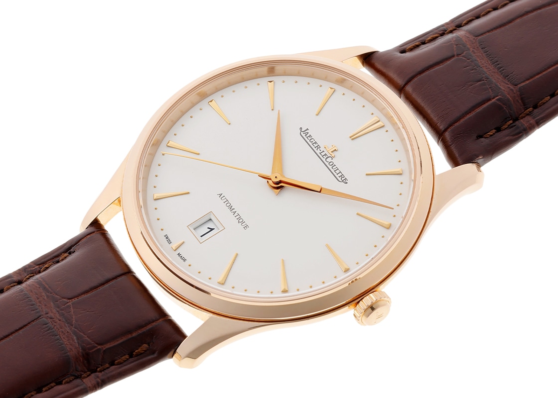 ジャガールクルト - マスターウルトラスリム デイト | JAEGER LECOULTRE | Q1232510 | PG アイボリー文字盤 自動巻き レザー | 委託品 | 中古
