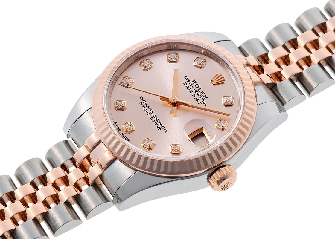 ロレックス - オイスター パーペチュアル デイトジャスト | ROLEX | 178271G | PG&SS ピンク文字盤 自動巻き ブレスレット | 中古