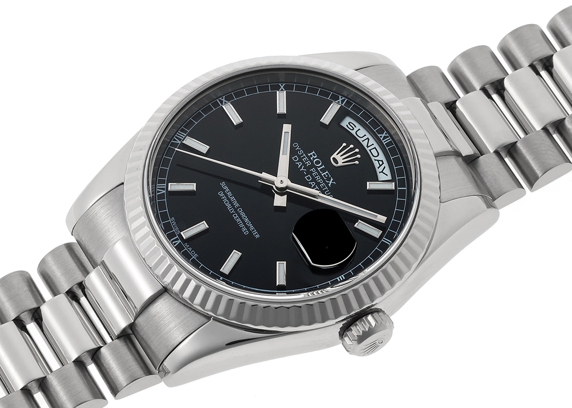 ロレックス - オイスター パーペチュアル デイデイト | ROLEX | 118239 | WG 黒文字盤 自動巻き ブレスレット | 中古