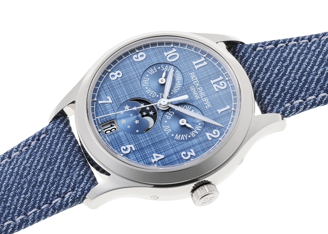 パテックフィリップ - アニュアルカレンダー ムーンフェイズ | PATEK PHILIPPE | 4946G-001 | WG ブルーグレー文字盤 自動巻き レザー