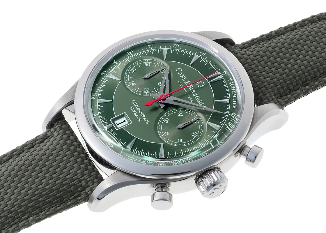 カール F. ブヘラ - マネロ フライバック グリーン | CARL F.BUCHERER | 00.10919.08.93.98 | SS グリーン文字盤 自動巻き ナイロン | 委託品 | 中古