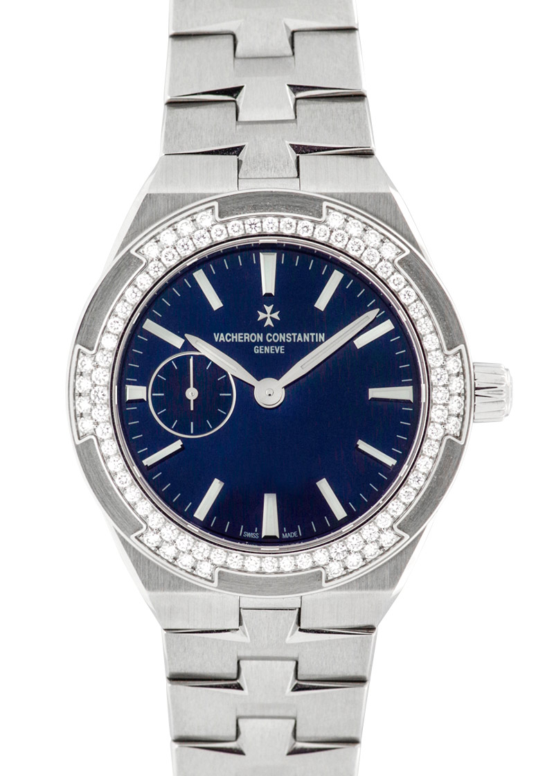 ヴァシュロンコンスタンタン- レディース オーヴァーシーズ スモールモデル ベゼルダイヤ | VACHERON CONSTANTIN | 2305V/100A-B170 | SS ブルー文字盤 自動巻き ブレスレット | 中古 |