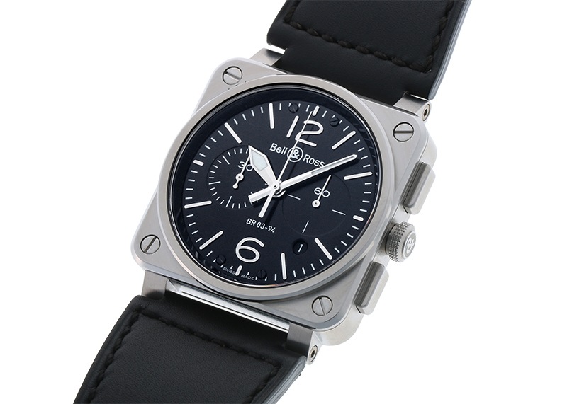 ベル&ロス - BR03 クロノグラフ | BELL & ROSS | BR0394-BL-SI/SCA | SS 黒文字盤 自動巻き レザー | 未使用品