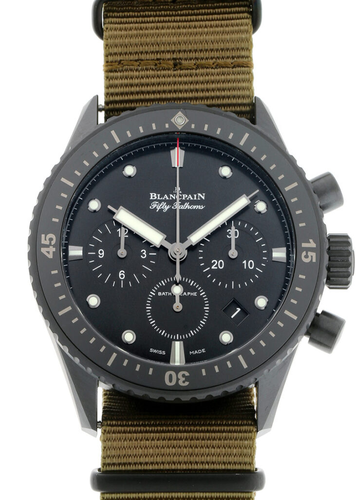 ブランパン - フィフティ ファゾムス バチスカーフ フライバック クロノグラフ | BLANCPAIN | 5200-0130-B52A | CE 黒文字盤 自動巻き キャンバス | 中古
