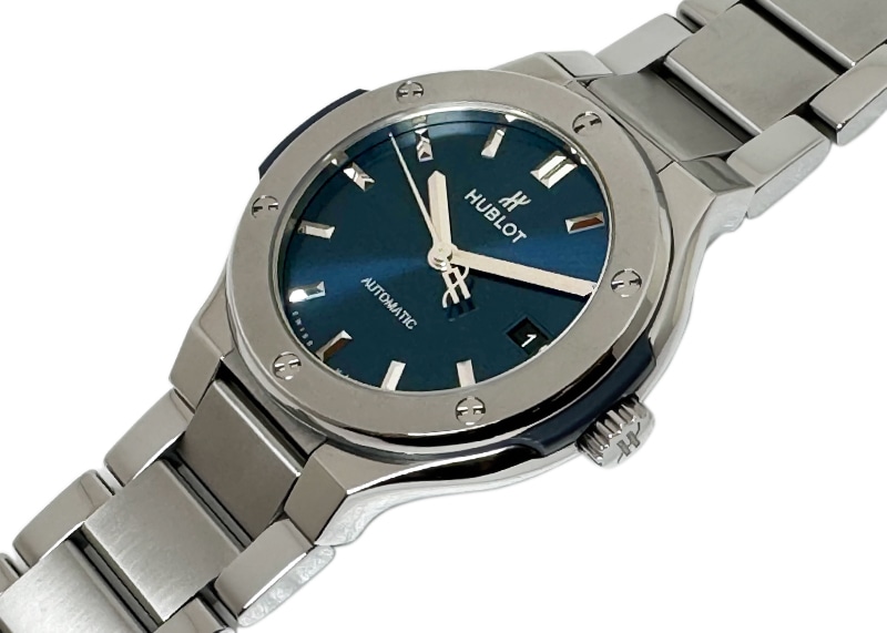 ウブロ - クラシックフュージョン チタニウム ブレスレット | HUBLOT | 568.NX.7170.NX | TI ブルー文字盤 自動巻き ブレスレット | 委託品 | 中古
