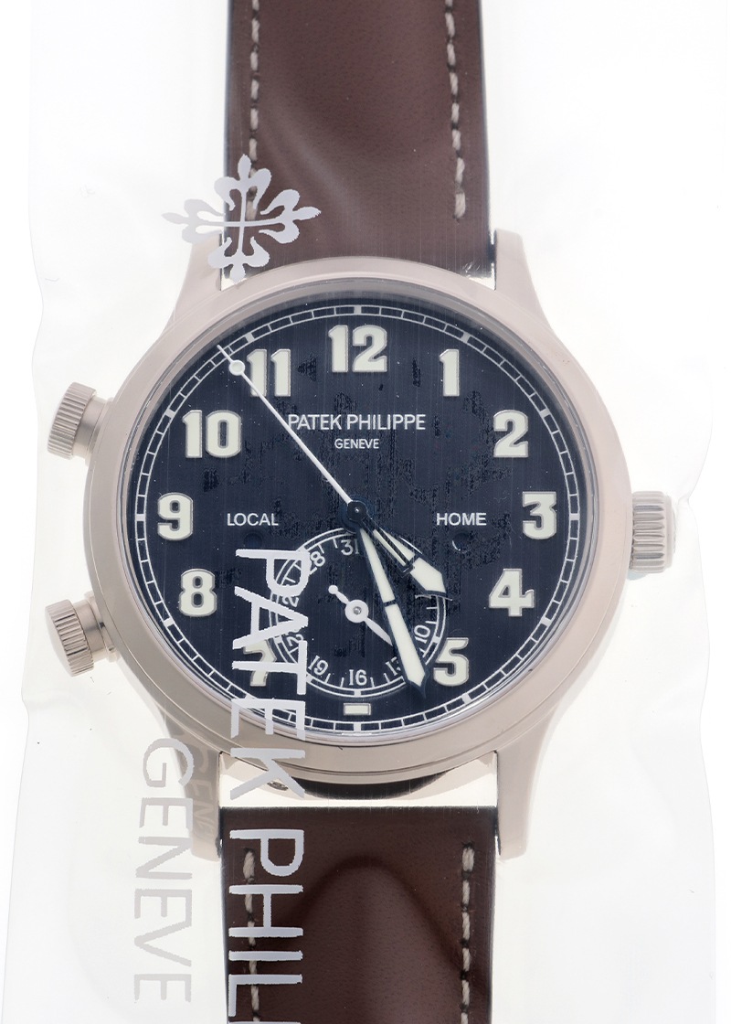 パテックフィリップ - カラトラバ パイロット トラベルタイム | PATEK PHILIPPE | 5524G-001 | WG ブルー文字盤 自動巻き レザー | レストア