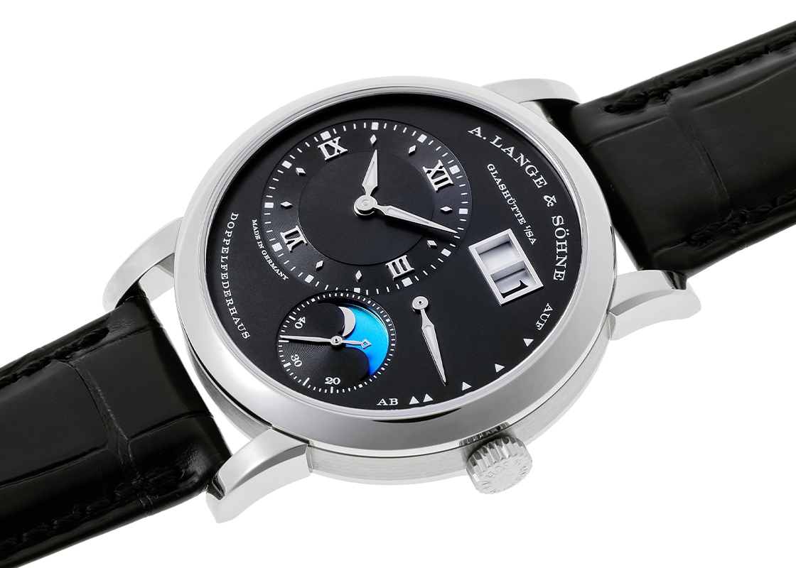 A.ランゲ&ゾーネ - ランゲ1 ムーンフェイズ | A.LANGE & SOHNE | 192.029(LSLS1923AG) | WG 黒文字盤 手巻き レザー | 中古