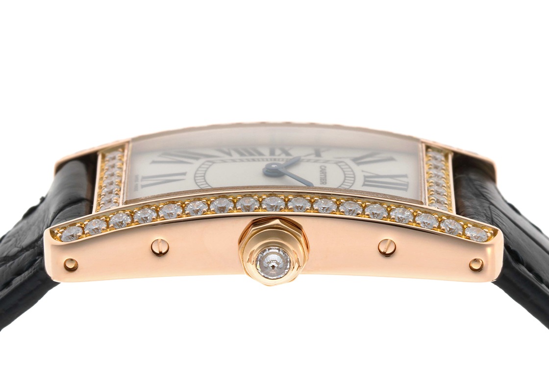 カルティエ - タンクアメリカン SM ベゼルダイヤ | CARTIER | WB707931 | PG シルバー文字盤 クォーツ レザー | 中古