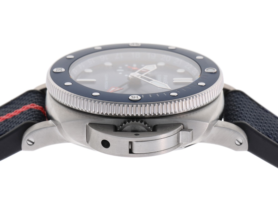 オフィチーネパネライ - サブマーシブル GMT ルナロッサ チタニオ | OFFICINE PANERAI | PAM01507 | TI ブルー文字盤 自動巻き ラバー | 未使用品