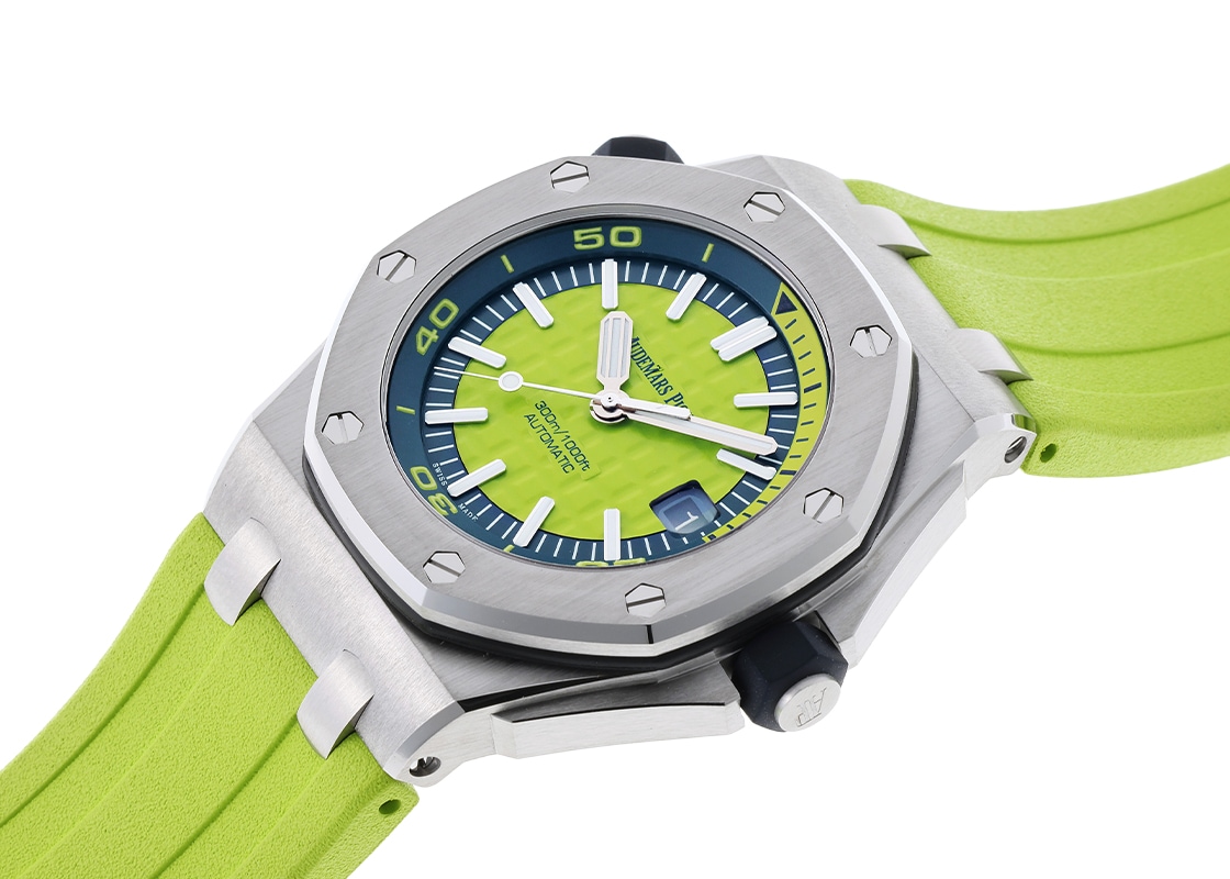 オーデマピゲ - ロイヤルオーク オフショアダイバー ブティック限定 | AUDEMARS PIGUET | 15710ST.OO.A038CA.01 | SS グリーン文字盤 自動巻き ラバー | 中古