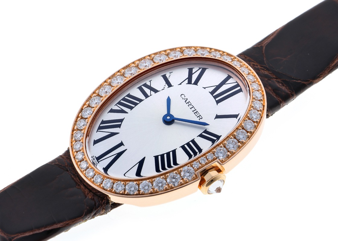 カルティエ - ベニュワール SM ベゼルダイヤ | CARTIER | WB520004 | PG シルバー文字盤 クォーツ レザー | 中古