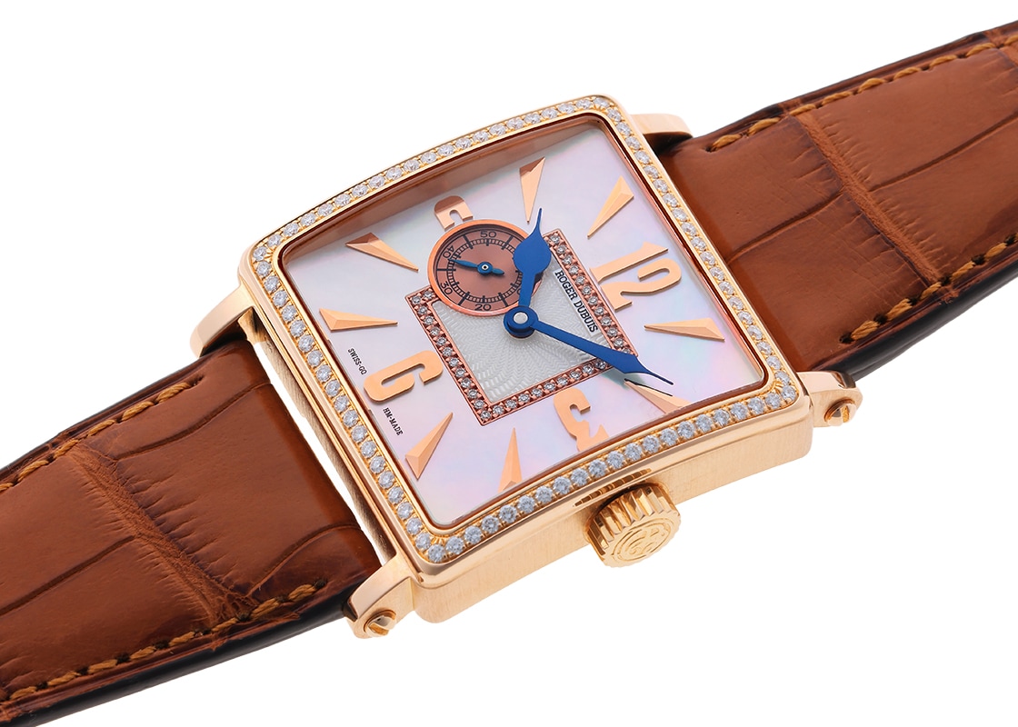 ロジェデュブイ - ゴールデンスクエア ベゼルダイヤ | ROGER DUBUIS | G34 98 5-SD | RG ホワイトシェル文字盤 手巻き レザー | 中古