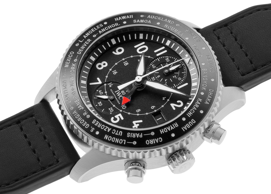 IWC - パイロットウォッチ タイムゾーナー クロノグラフ | INTERNATIONAL WATCH COMPANY | IW395001 | SS 黒文字盤 自動巻き レザー | 中古
