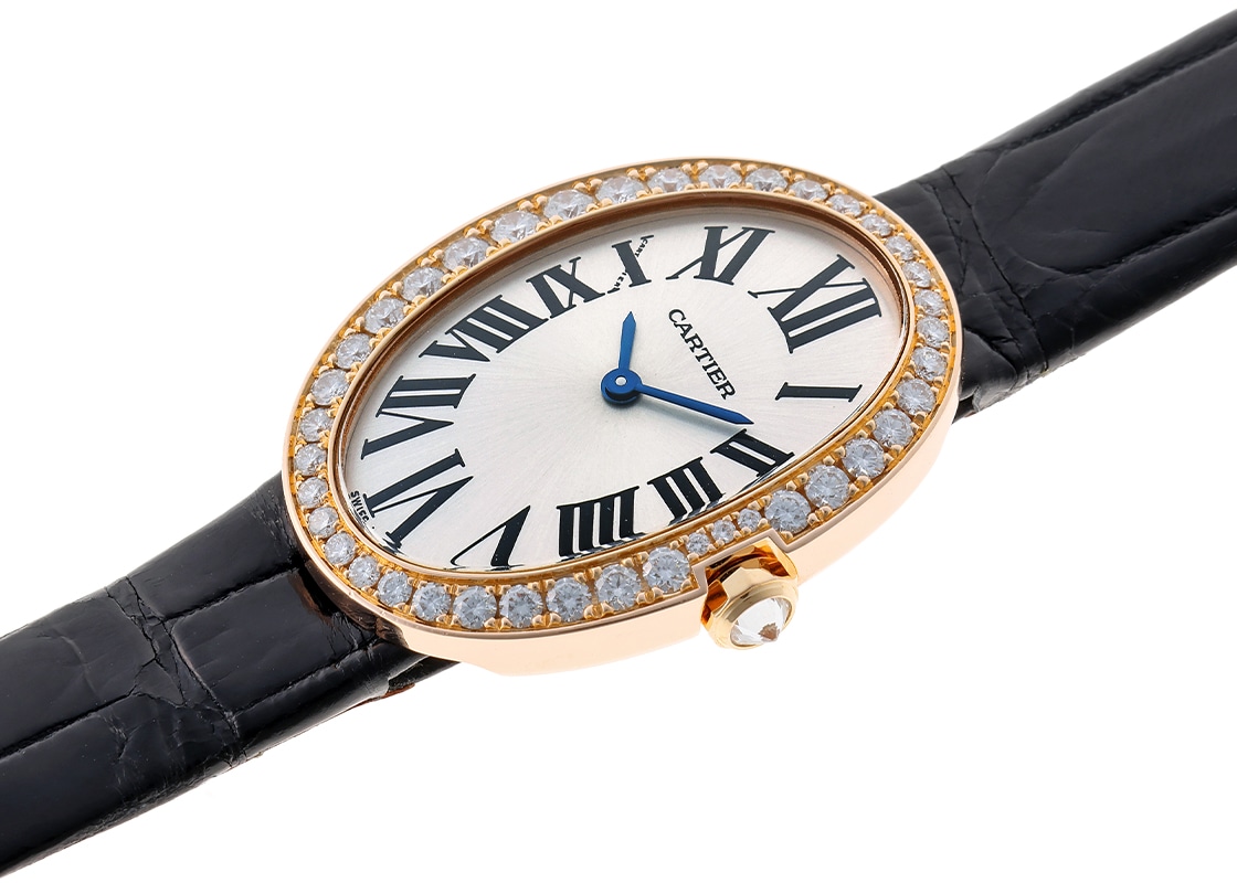 カルティエ - ベニュワール SM ベゼルダイヤ | CARTIER | WB520004 | PG シルバー文字盤 クォーツ レザー | 中古