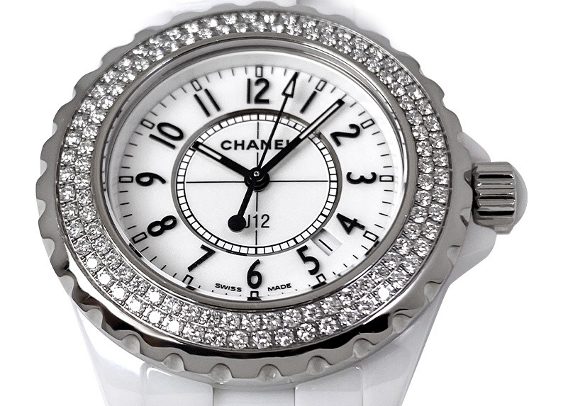 シャネル - J12 ベゼルダイヤ | CHANEL | H0967 | CE 白文字盤 クォーツ ブレスレット | 中古