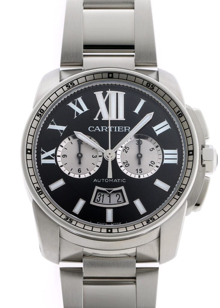 カルティエ - カリブル ドゥ カルティエ クロノグラフ | CARTIER | W7100061 | SS 黒文字盤 自動巻き ブレスレット | 中古