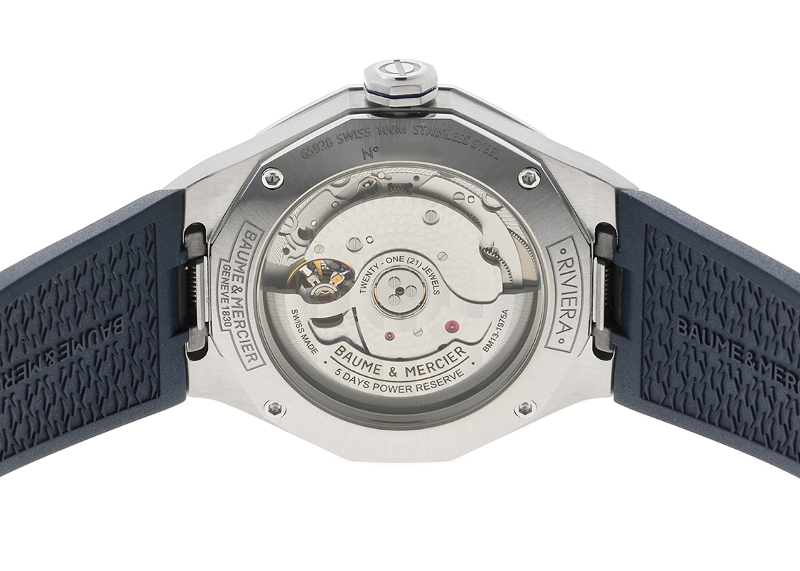 ボーム&メルシェ - リビエラ ボーマティック | BAUME&MERCIER | M0A10714 | SS ブルー文字盤 自動巻き ラバーアリゲーター | 未使用品