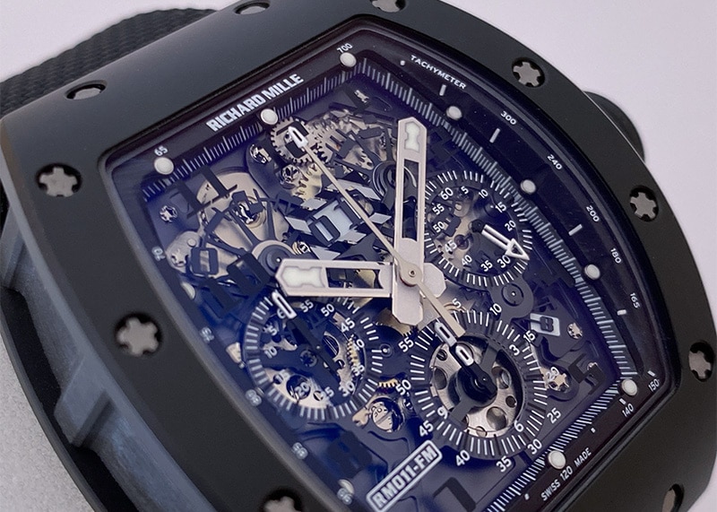 リシャールミル - フェリペマッサ ブラックファントム | Richard Mille | RM011 CA-TZP TZPセラミック/カーボンTPT スケルトン文字盤 自動巻き ラバー | 50本限定 | 委託品 | 中古 |